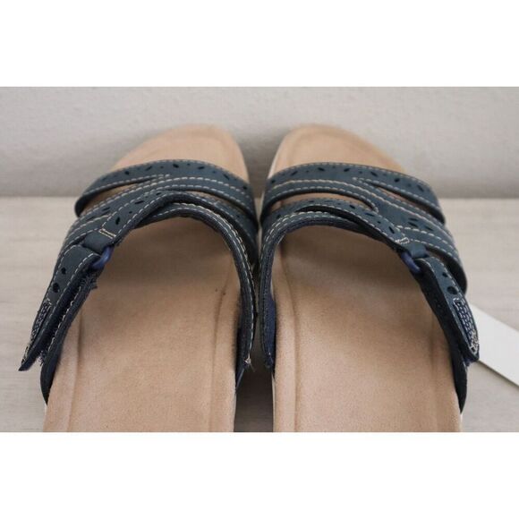 Earth Origins Women's Sz 11 M Navy Blue Perforated Sandra Slide Sandals - Picture 4 of 12